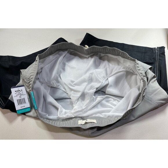 Trinity Coast Size 2XB Swim Trunks color block gray and black 9" Inseam Elastic - Picture 10 of 12